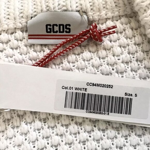 NWT $499 Auth GCDS Logo White/Red/Black Women/Men Relaxed Cardigan Sweater Sz S - Picture 5 of 6